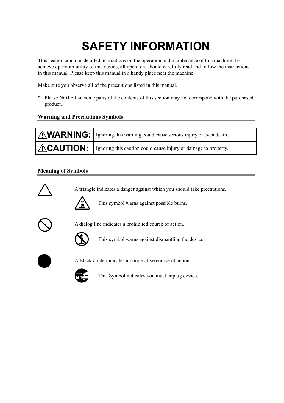 Safety information, Warning, Caution | Konica Minolta ScanDiva User Manual | Page 3 / 104