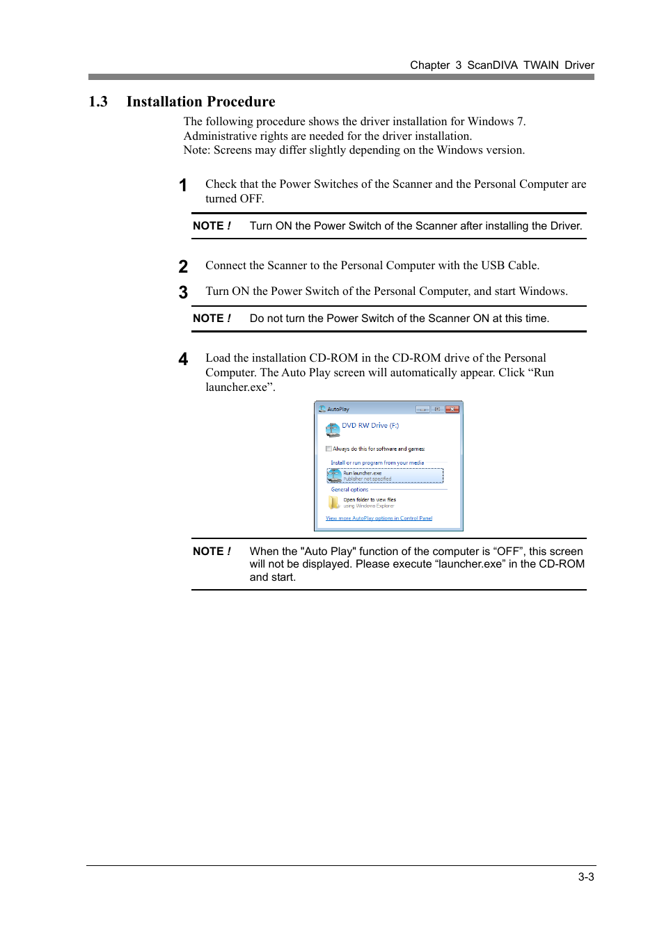 3 installation procedure, Installation procedure -3 | Konica Minolta ScanDiva User Manual | Page 33 / 104