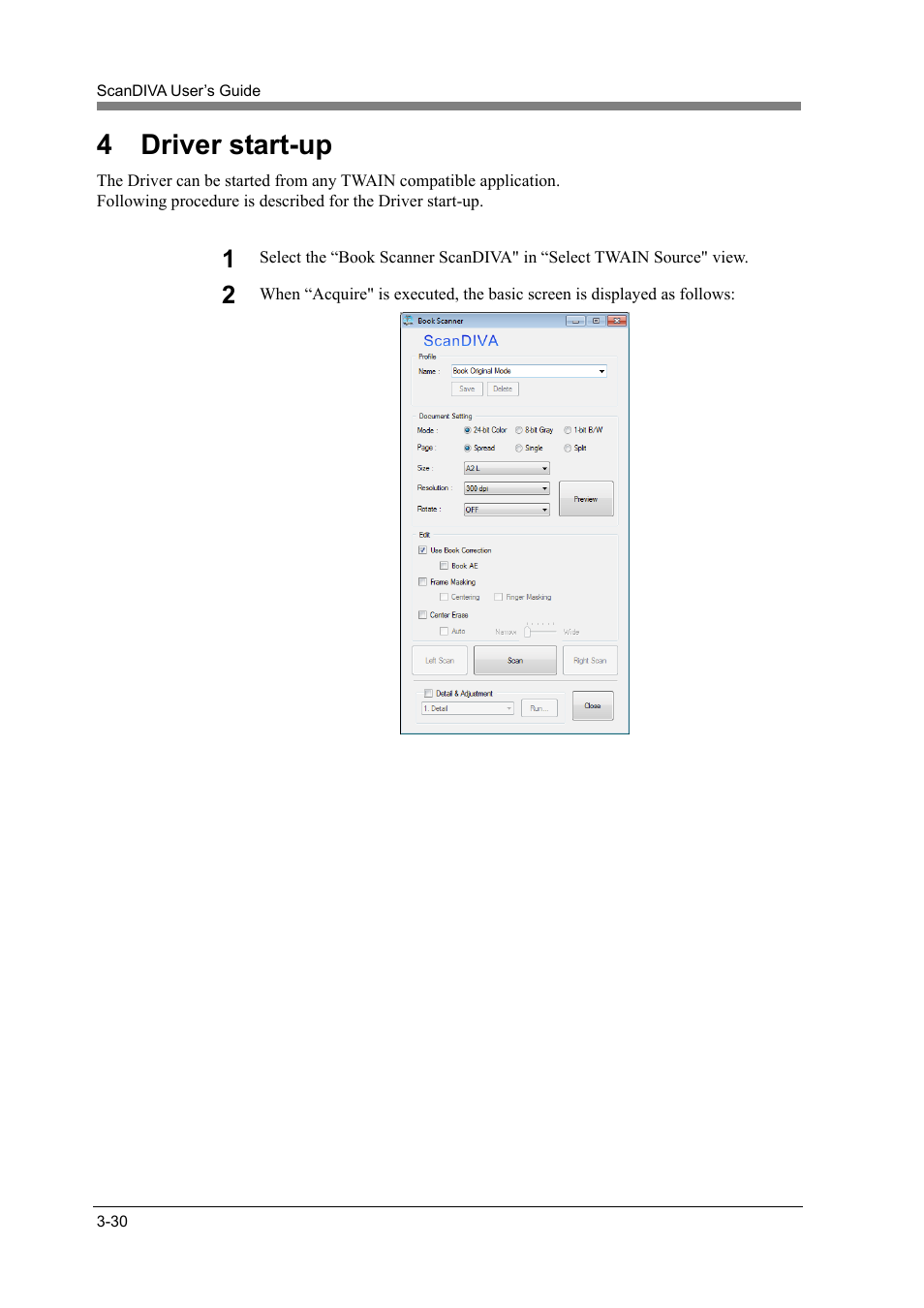 4 driver start-up, Driver start-up -30 | Konica Minolta ScanDiva User Manual | Page 60 / 104