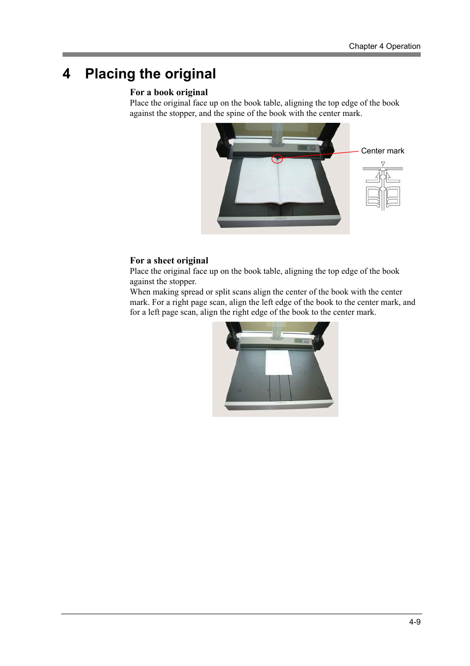 4 placing the original, Placing the original -9 | Konica Minolta ScanDiva User Manual | Page 77 / 104