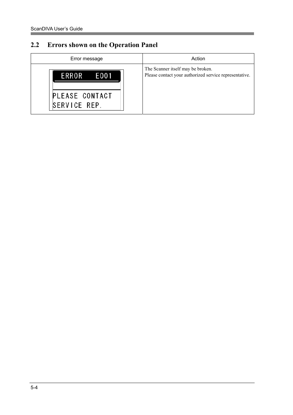 2 errors shown on the operation panel, Errors shown on the operation panel -4 | Konica Minolta ScanDiva User Manual | Page 92 / 104