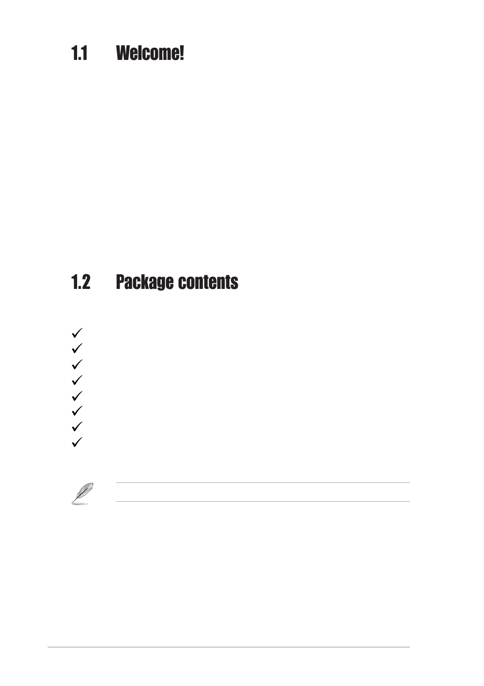 1 welcome, 2 package contents | Asus K8N User Manual | Page 12 / 78