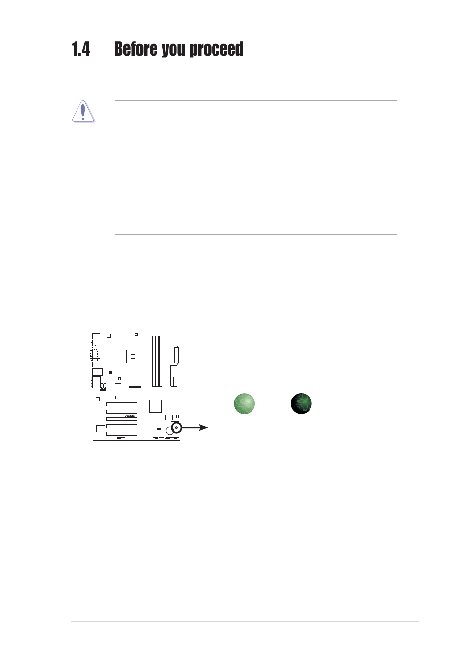 4 before you proceed, Onboard led, Asus k8n motherboard 1-5 | Asus K8N User Manual | Page 15 / 78