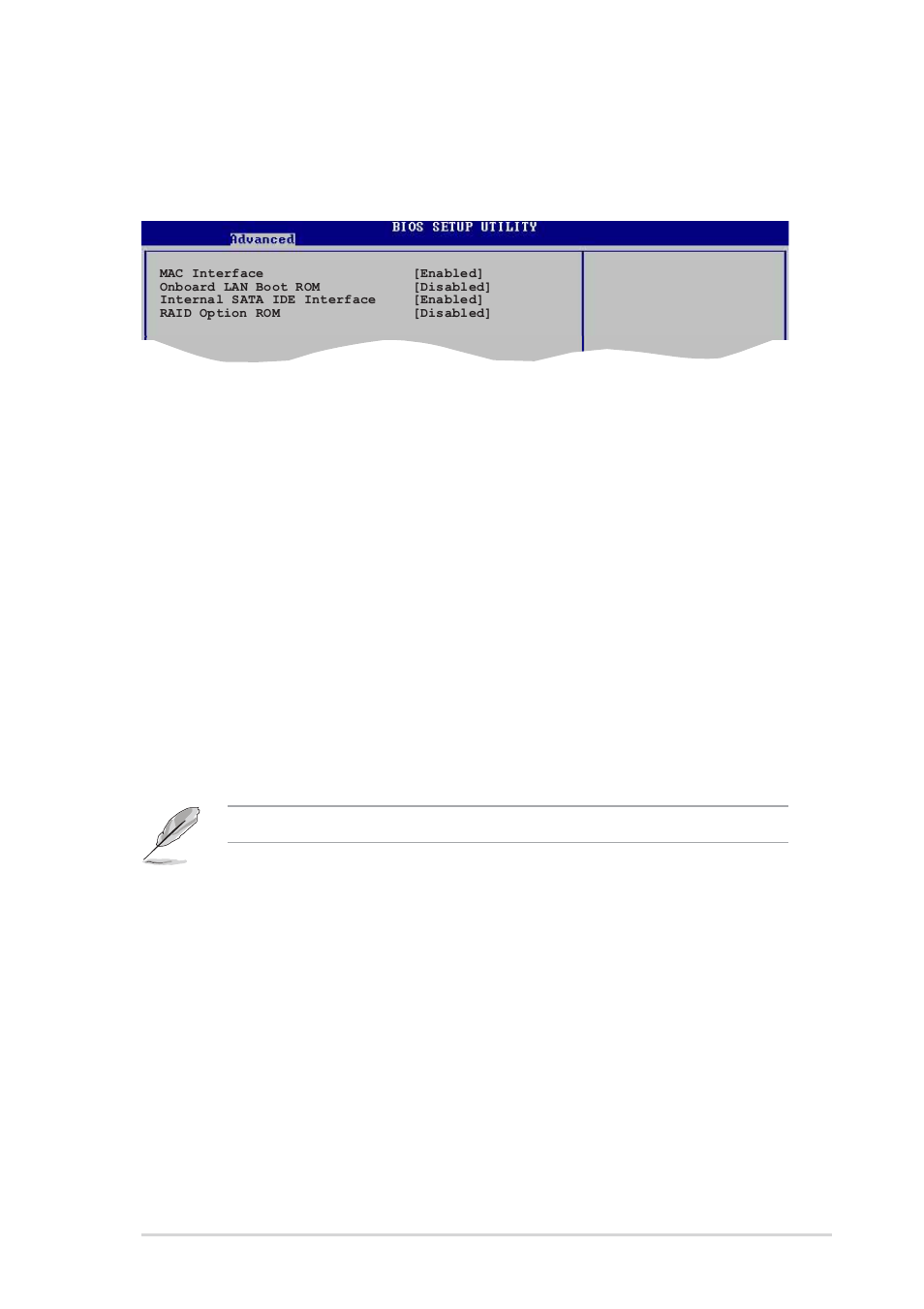 Mac interface [enabled, Onboard lan boot rom [disabled, Internal sata ide interface [enabled | Raid option rom [disabled, Onboard device, Primary master as raid [disabled, Primary slave as raid [disabled, Secondary master as raid [disabled | Asus K8N User Manual | Page 53 / 78