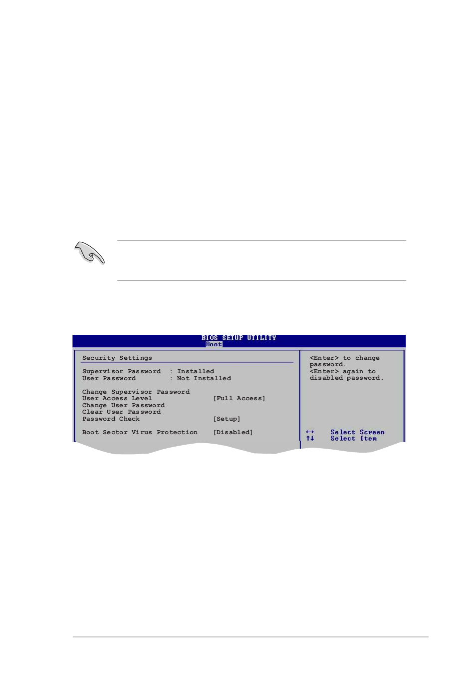 User access level (full access, Asus k8n motherboard 2-31 | Asus K8N User Manual | Page 65 / 78