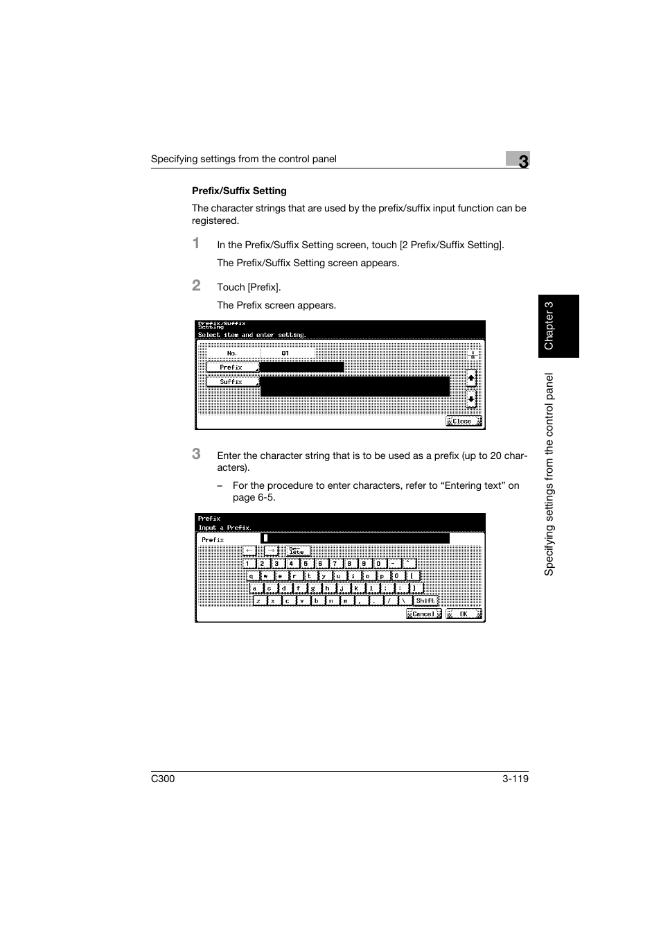 Prefix/suffix setting, Prefix/suffix setting -119 | Konica Minolta bizhub C300 User Manual | Page 230 / 392