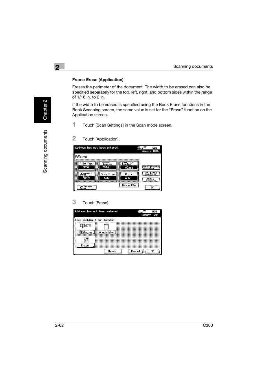 Frame erase (application), Frame erase (application) -62 | Konica Minolta bizhub C300 User Manual | Page 95 / 392