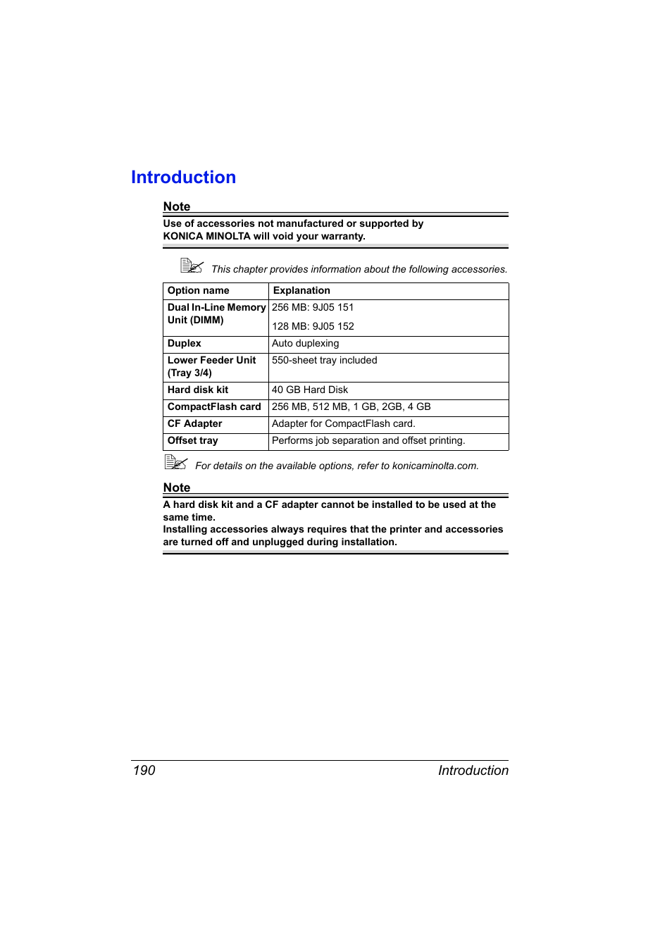 Introduction, Introduction 190 | Konica Minolta bizhub 40P User Manual | Page 200 / 236