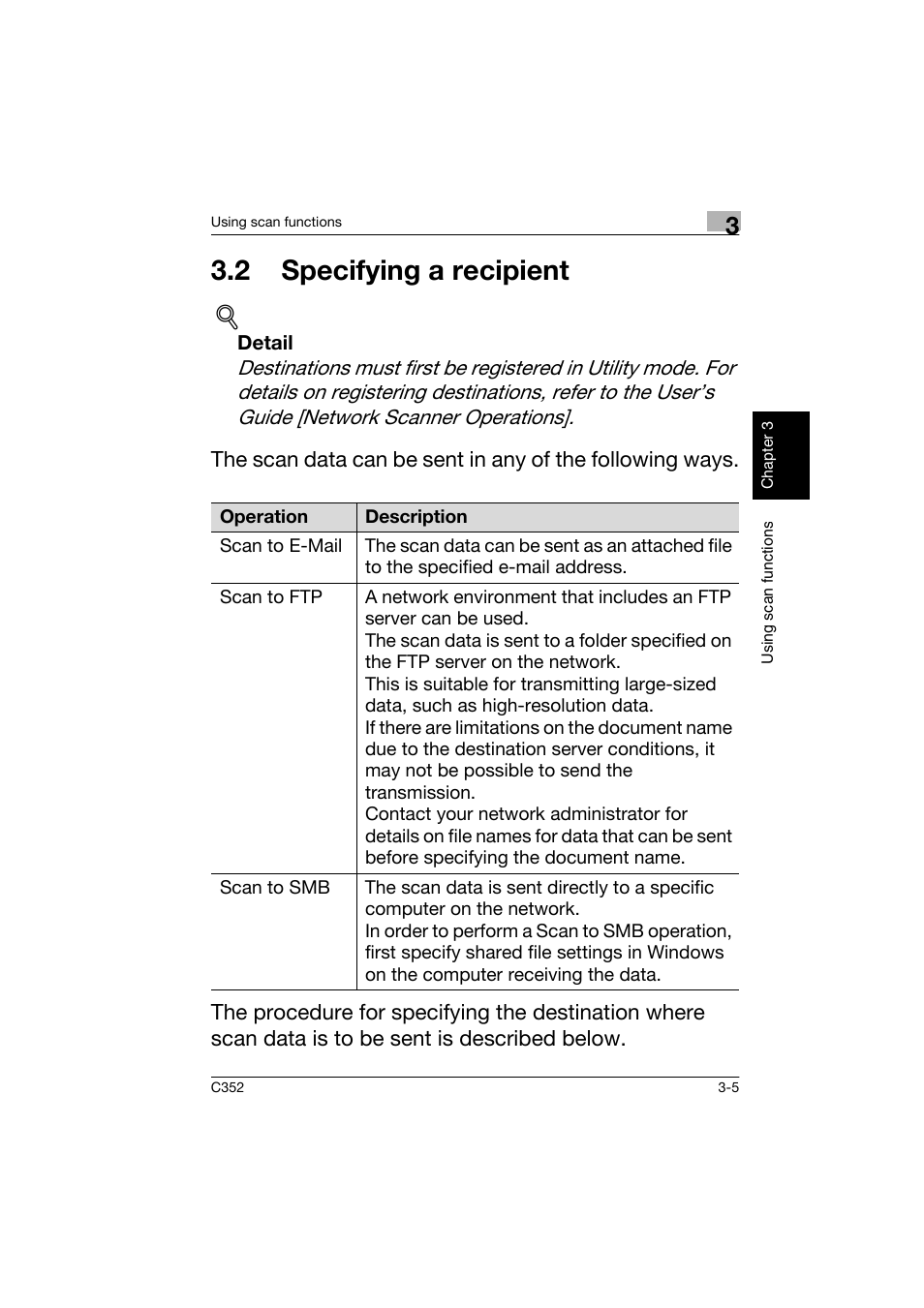 2 specifying a recipient, 2 specifying a recipient -5 | Konica Minolta bizhub C352 User Manual | Page 90 / 160