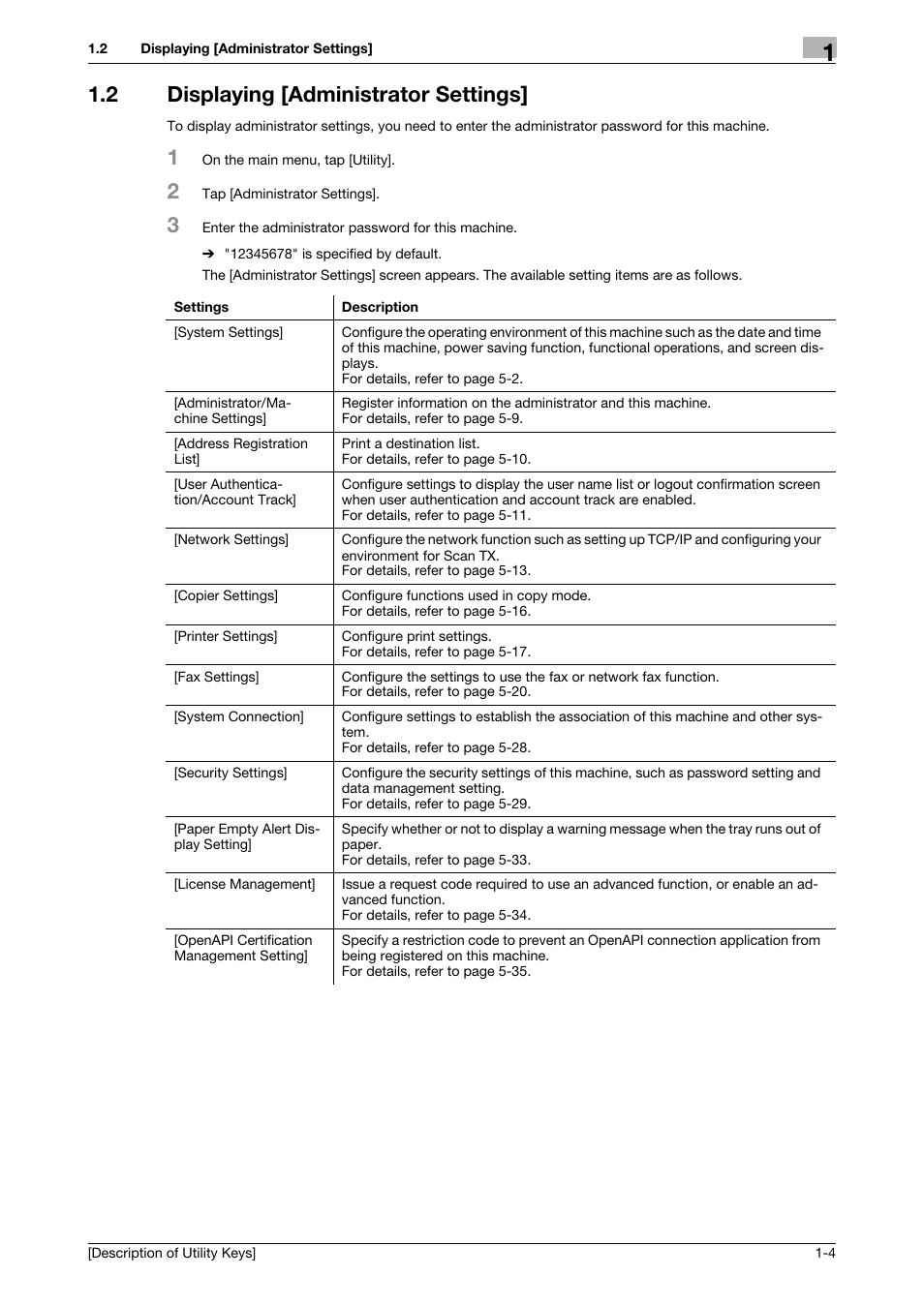 2 displaying [administrator settings, Displaying [administrator settings] -4 | Konica Minolta bizhub 4050 User Manual | Page 8 / 65