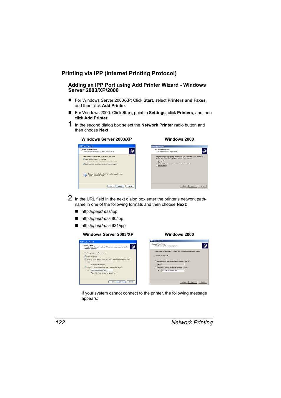Printing via ipp (internet printing protocol), Printing via ipp (internet printing protocol) 122 | Konica Minolta magicolor 4650 User Manual | Page 140 / 334