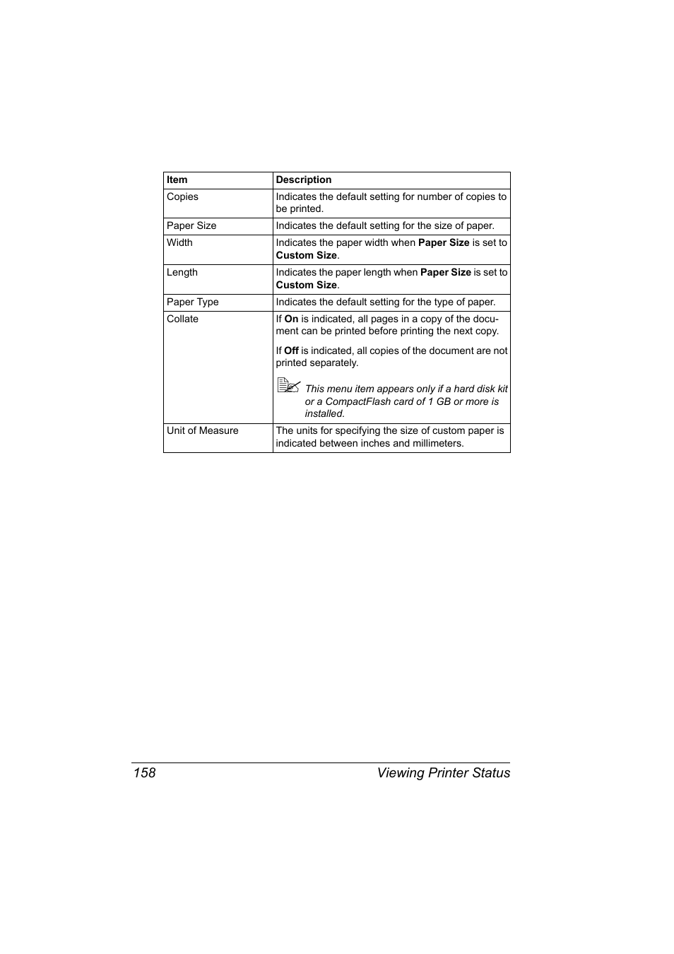 Viewing printer status 158 | Konica Minolta magicolor 4650 User Manual | Page 176 / 334