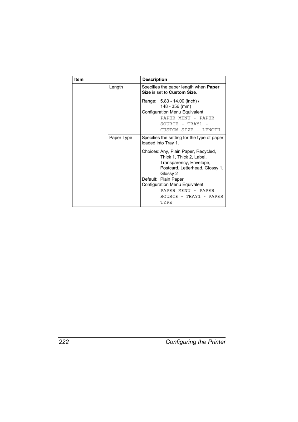 Configuring the printer 222 | Konica Minolta magicolor 4650 User Manual | Page 240 / 334