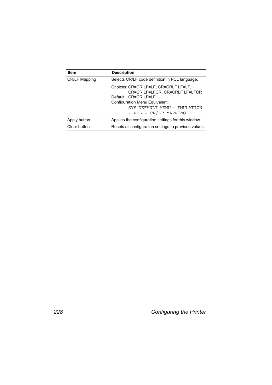 Configuring the printer 228 | Konica Minolta magicolor 4650 User Manual | Page 246 / 334