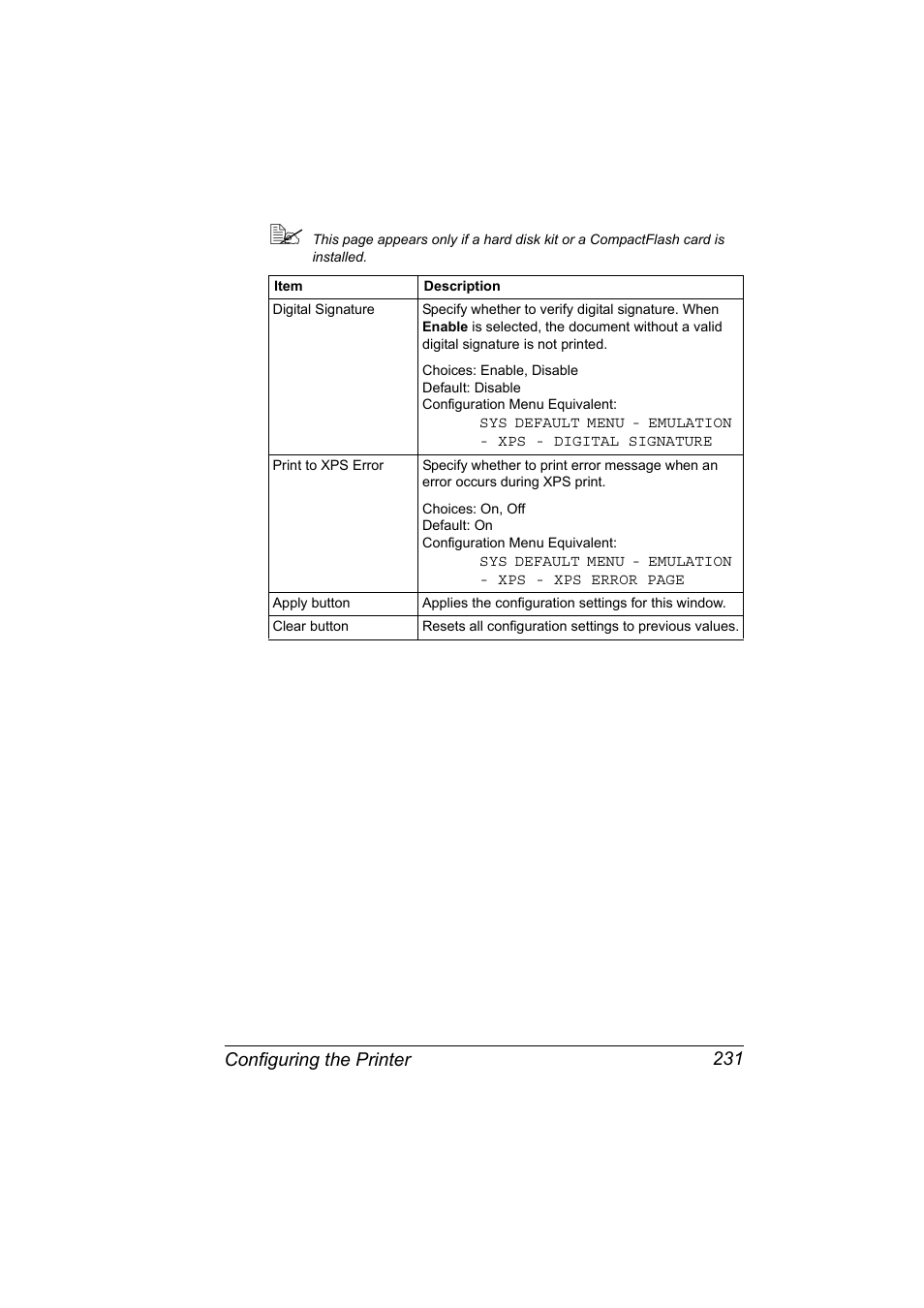 Configuring the printer 231 | Konica Minolta magicolor 4650 User Manual | Page 249 / 334