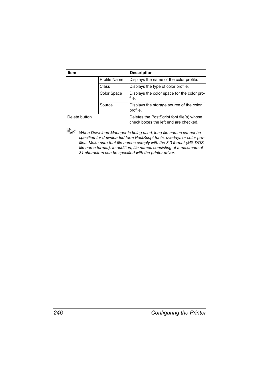 Configuring the printer 246 | Konica Minolta magicolor 4650 User Manual | Page 264 / 334