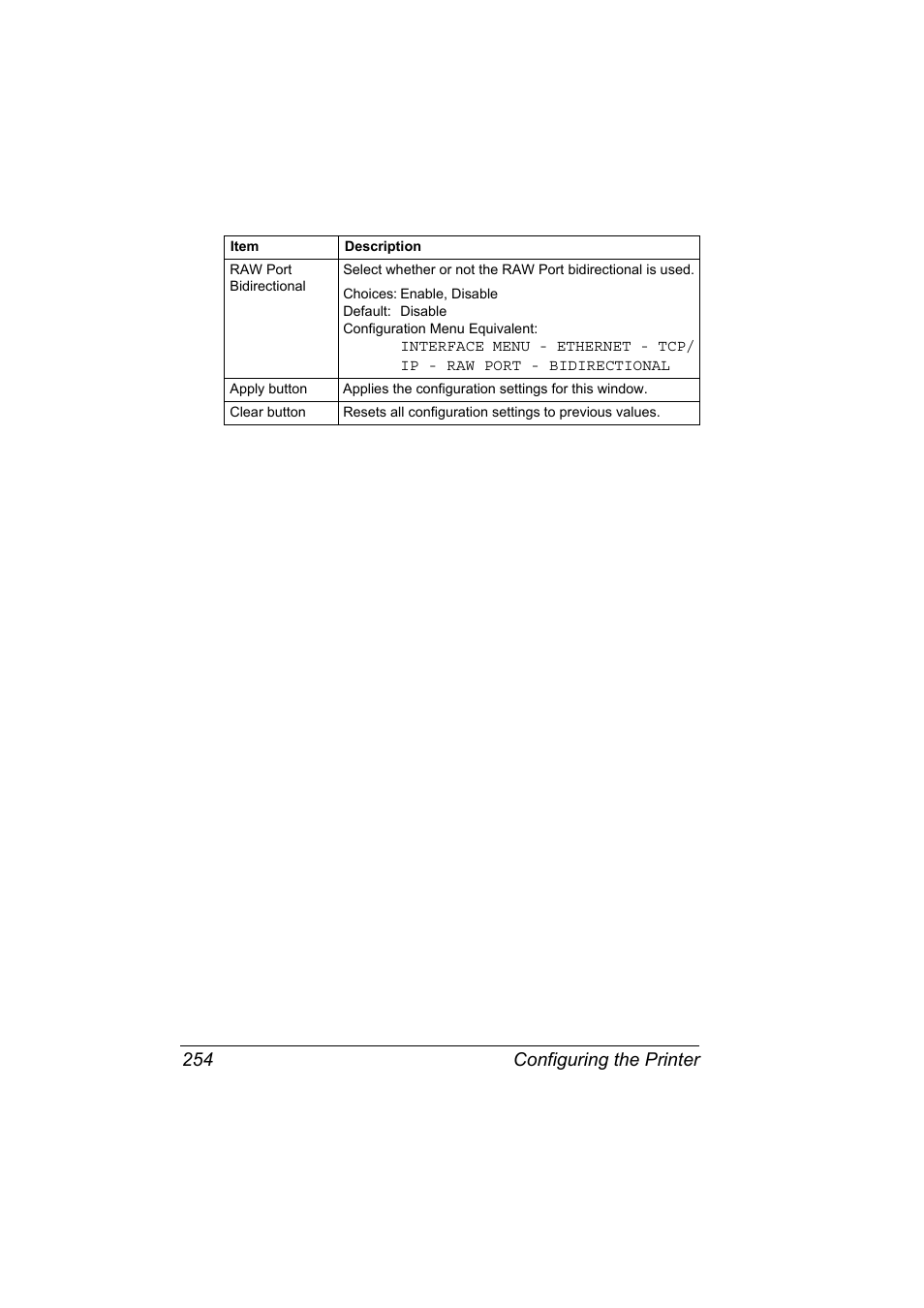 Configuring the printer 254 | Konica Minolta magicolor 4650 User Manual | Page 272 / 334