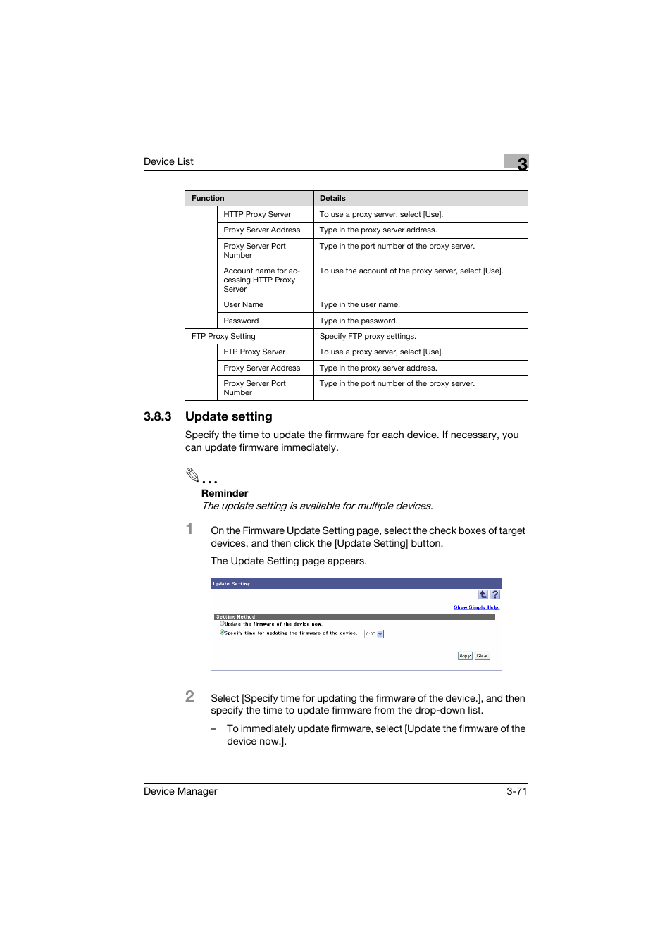 3 update setting, Update setting -71 | Konica Minolta PageScope Net Care Device Manager User Manual | Page 101 / 331