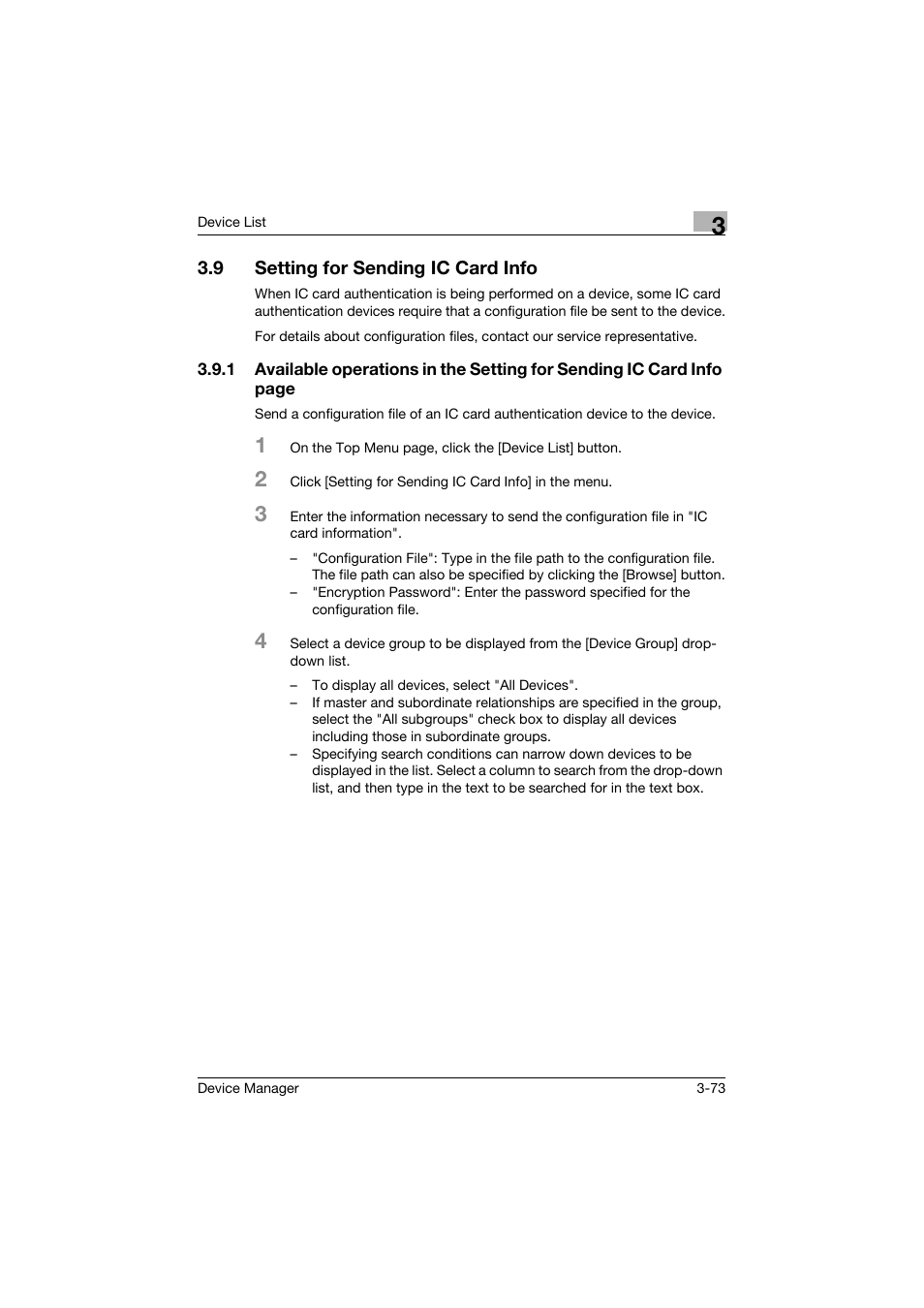9 setting for sending ic card info, Setting for sending ic card info -73 | Konica Minolta PageScope Net Care Device Manager User Manual | Page 103 / 331
