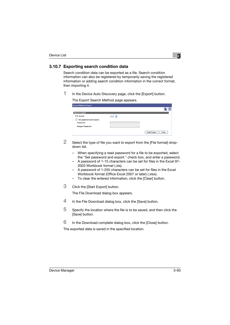 7 exporting search condition data, Exporting search condition data -93 | Konica Minolta PageScope Net Care Device Manager User Manual | Page 123 / 331