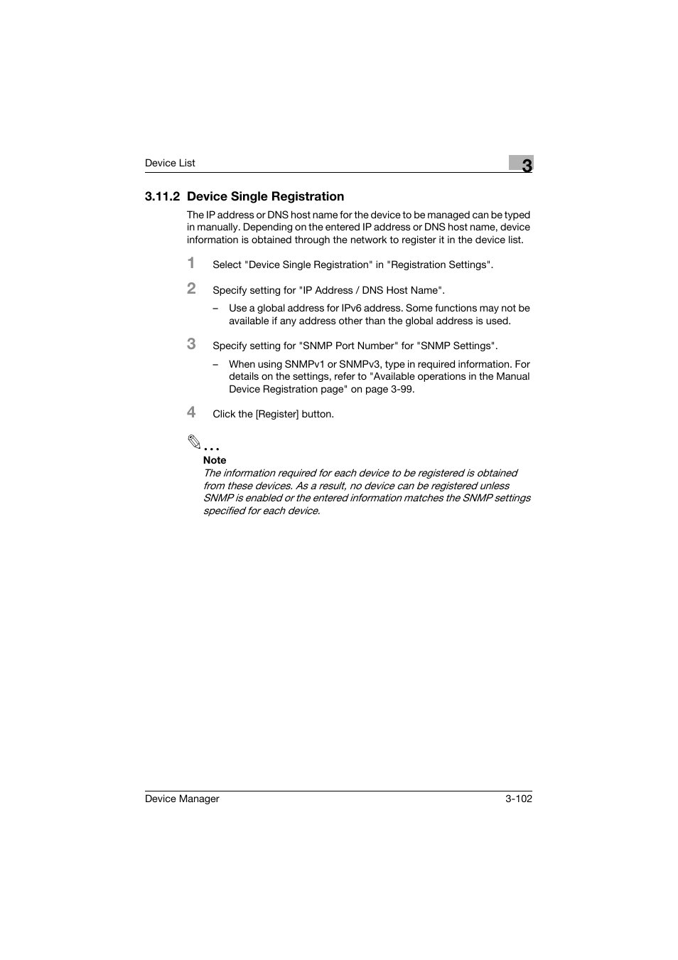 2 device single registration, Device single registration -102 | Konica Minolta PageScope Net Care Device Manager User Manual | Page 132 / 331