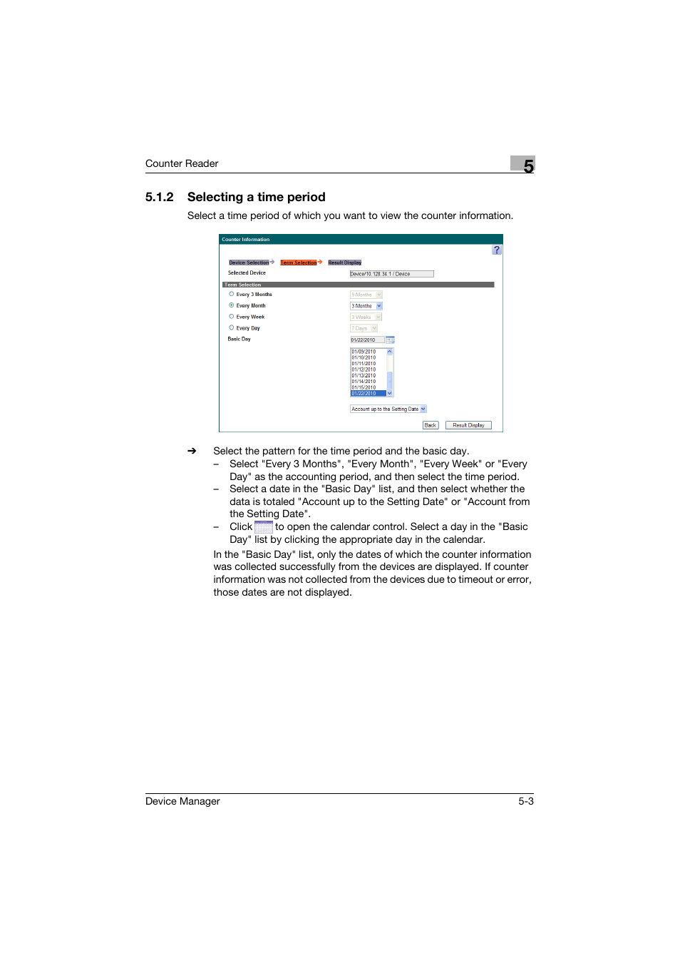2 selecting a time period, Selecting a time period -3 | Konica Minolta PageScope Net Care Device Manager User Manual | Page 244 / 331