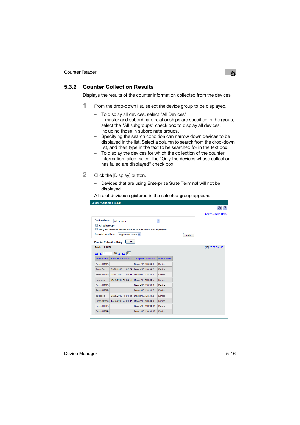 2 counter collection results, Counter collection results -16 | Konica Minolta PageScope Net Care Device Manager User Manual | Page 257 / 331