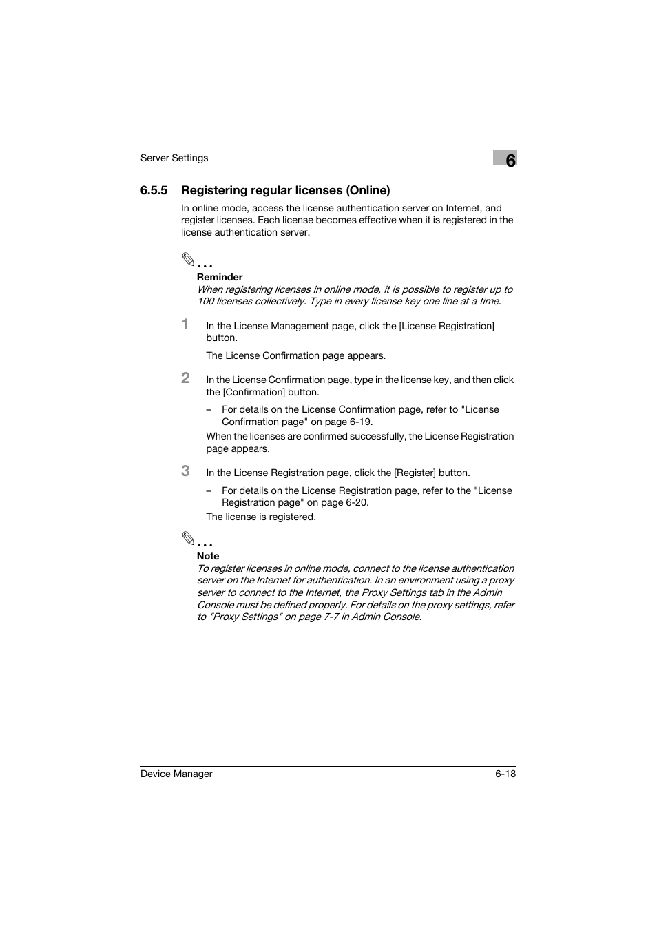 5 registering regular licenses (online), Registering regular licenses (online) -18 | Konica Minolta PageScope Net Care Device Manager User Manual | Page 276 / 331