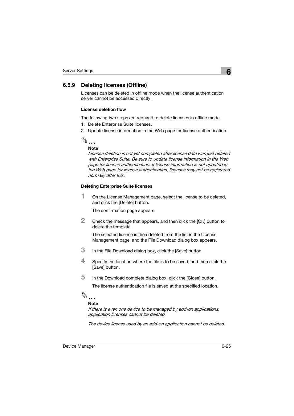 9 deleting licenses (offline), License deletion flow, Deleting enterprise suite licenses | Konica Minolta PageScope Net Care Device Manager User Manual | Page 284 / 331