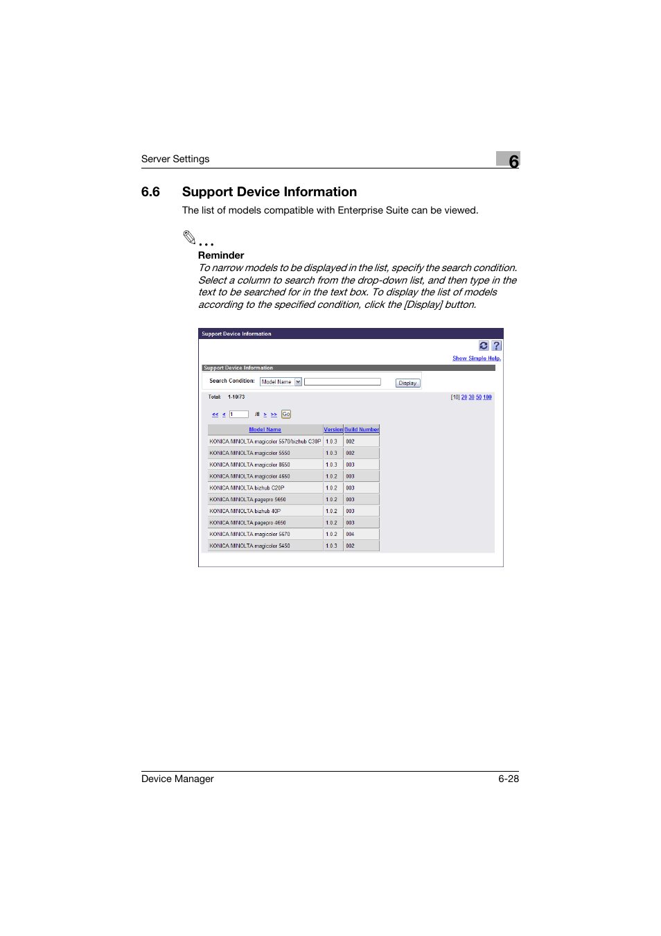 6 support device information, Support device information -28 | Konica Minolta PageScope Net Care Device Manager User Manual | Page 286 / 331