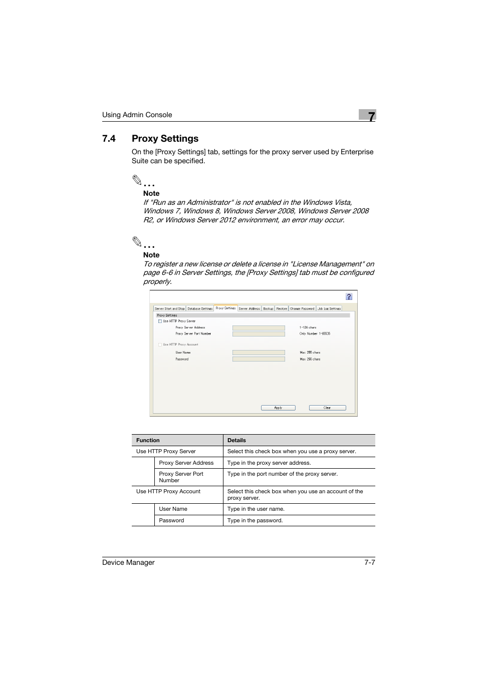 4 proxy settings, Proxy settings -7 | Konica Minolta PageScope Net Care Device Manager User Manual | Page 294 / 331