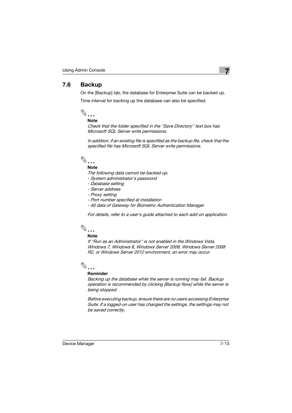 6 backup, Backup -13 | Konica Minolta PageScope Net Care Device Manager User Manual | Page 300 / 331