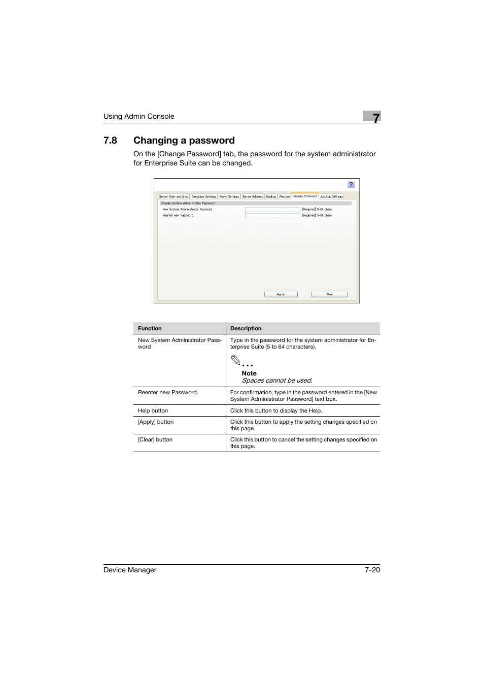 8 changing a password, Changing a password -20 | Konica Minolta PageScope Net Care Device Manager User Manual | Page 307 / 331