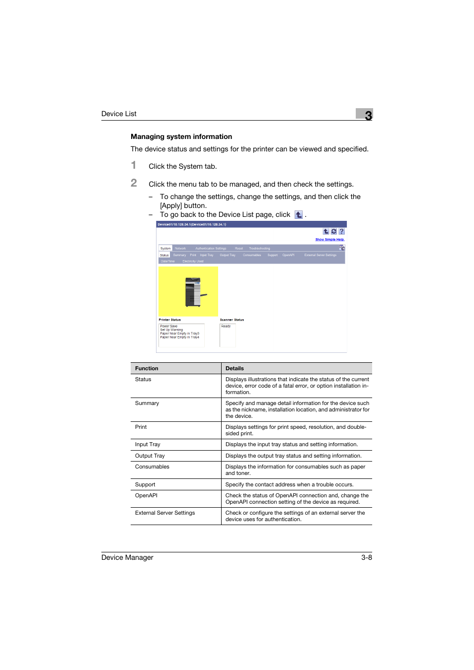 Managing system information, Managing system information -8 | Konica Minolta PageScope Net Care Device Manager User Manual | Page 38 / 331