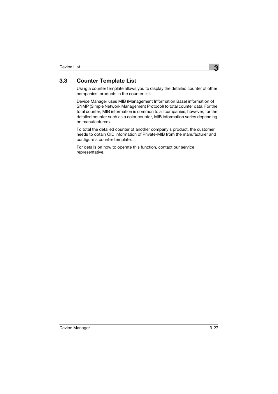 3 counter template list, Counter template list -27 | Konica Minolta PageScope Net Care Device Manager User Manual | Page 57 / 331