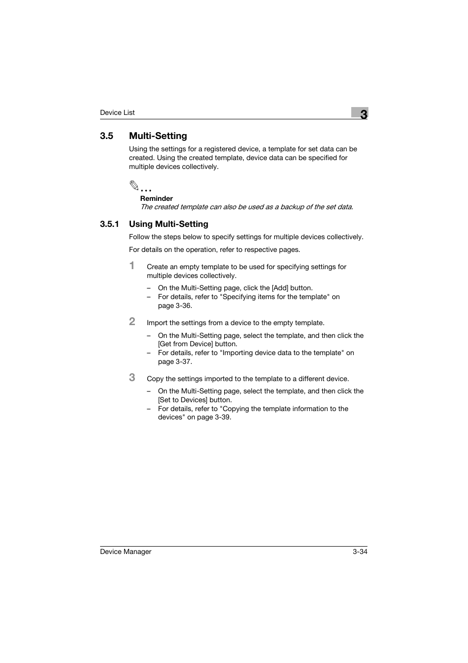 5 multi-setting, 1 using multi-setting, Multi-setting -34 | Using multi-setting -34 | Konica Minolta PageScope Net Care Device Manager User Manual | Page 64 / 331