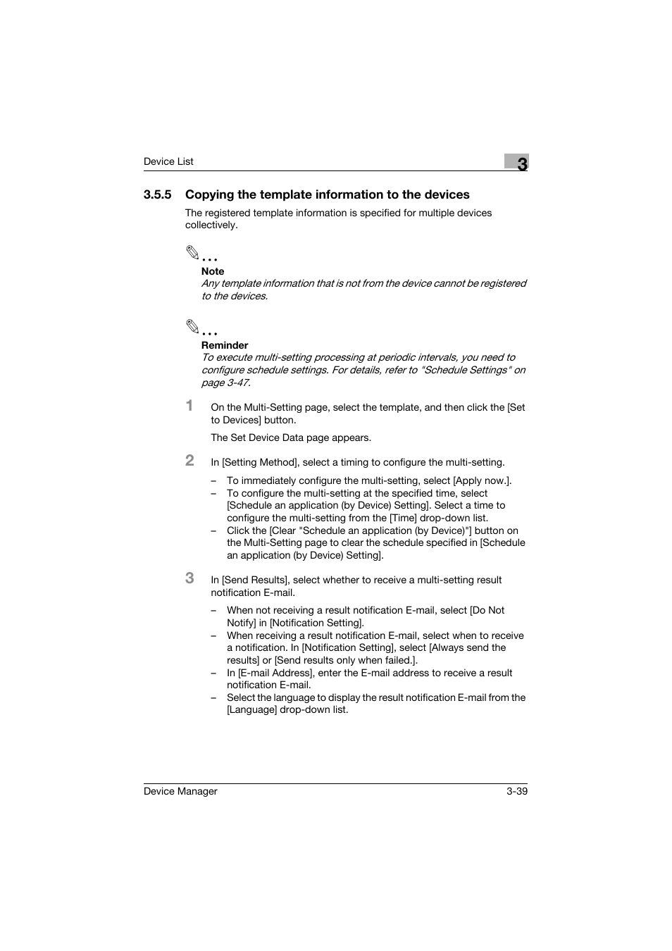 5 copying the template information to the devices | Konica Minolta PageScope Net Care Device Manager User Manual | Page 69 / 331