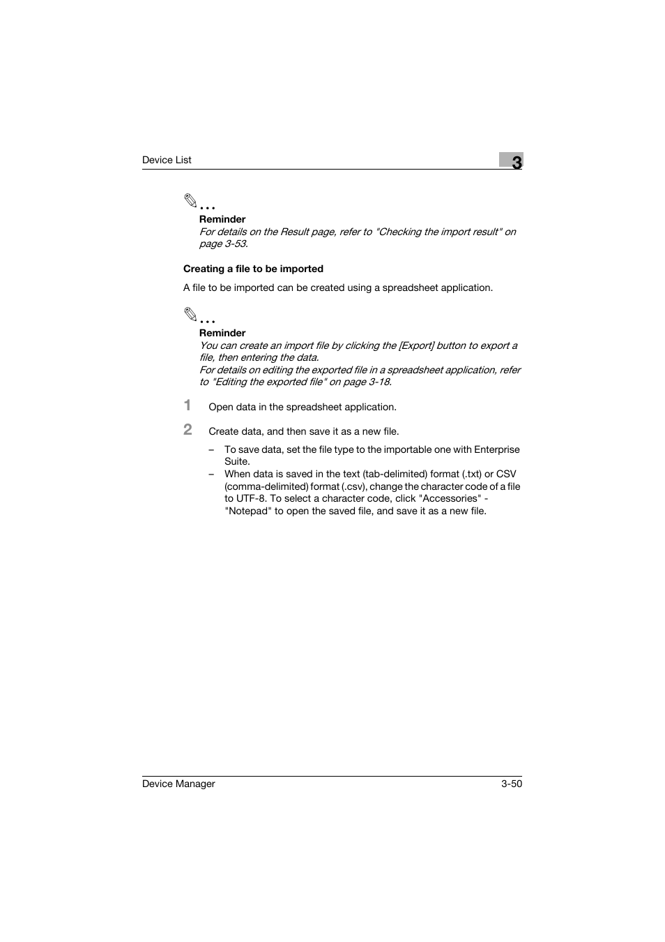 Creating a file to be imported, Creating a file to be imported -50 | Konica Minolta PageScope Net Care Device Manager User Manual | Page 80 / 331