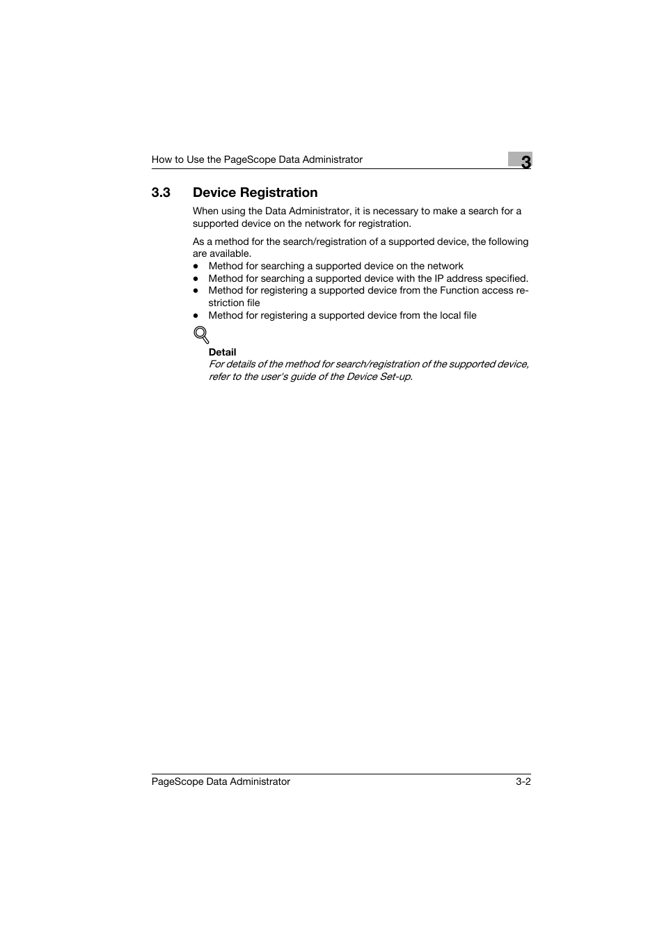 3 device registration, Device registration -2 | Konica Minolta PageScope Data Administrator User Manual | Page 11 / 113