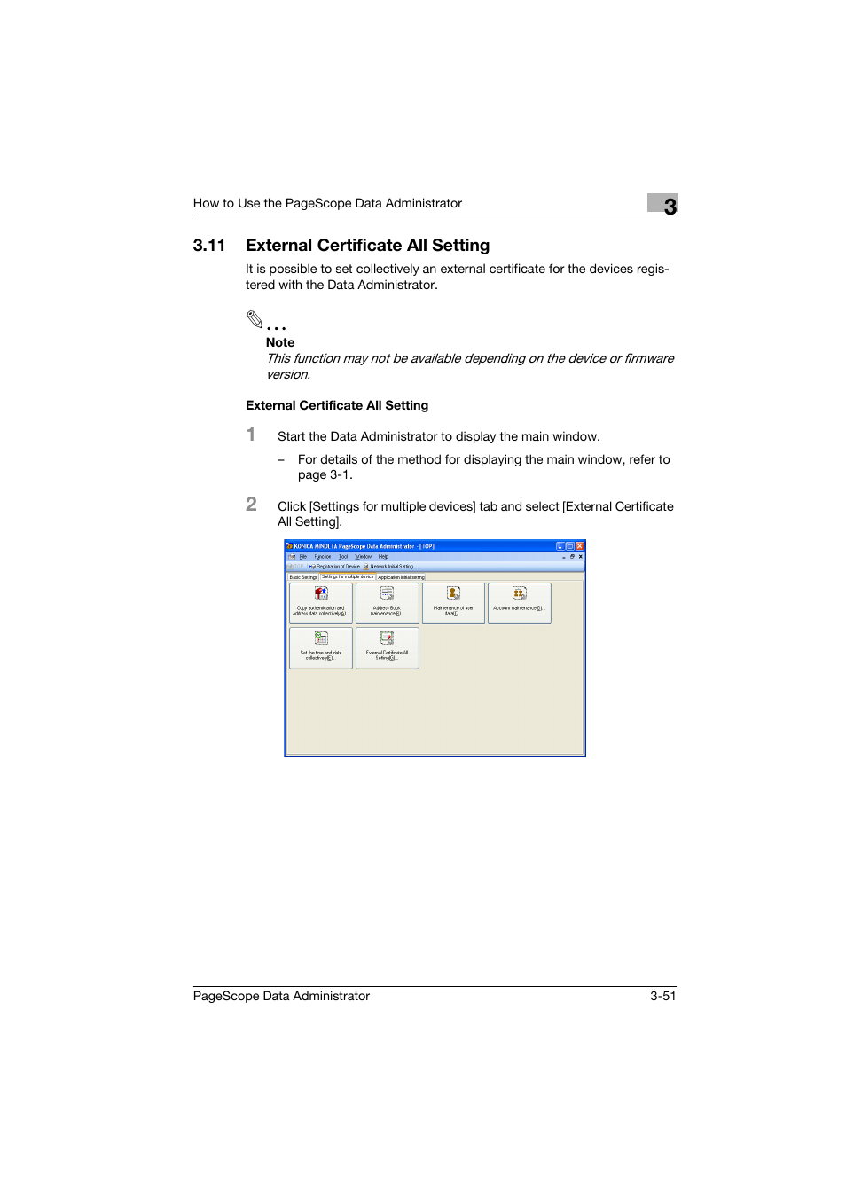 11 external certificate all setting, External certificate all setting, External certificate all setting -51 | Konica Minolta PageScope Data Administrator User Manual | Page 60 / 113