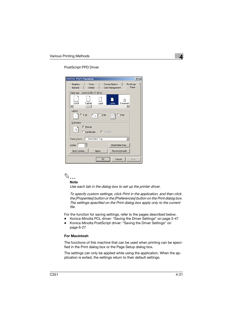 For macintosh, For macintosh -21 | Konica Minolta BIZHUB C351 User Manual | Page 110 / 380