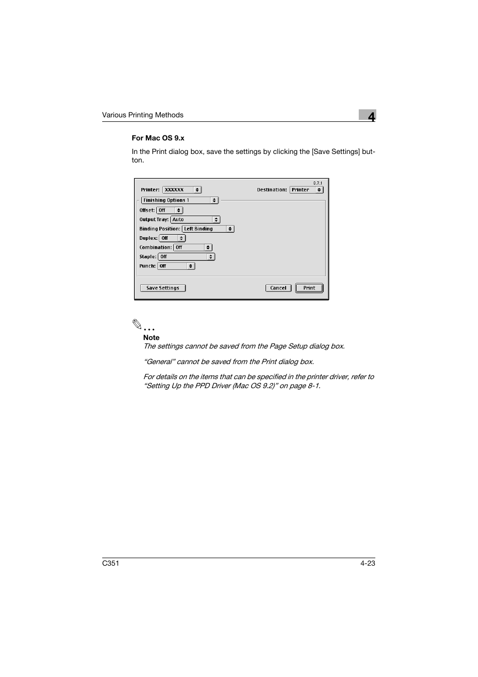 For mac os 9.x, For mac os 9.x -23 | Konica Minolta BIZHUB C351 User Manual | Page 112 / 380