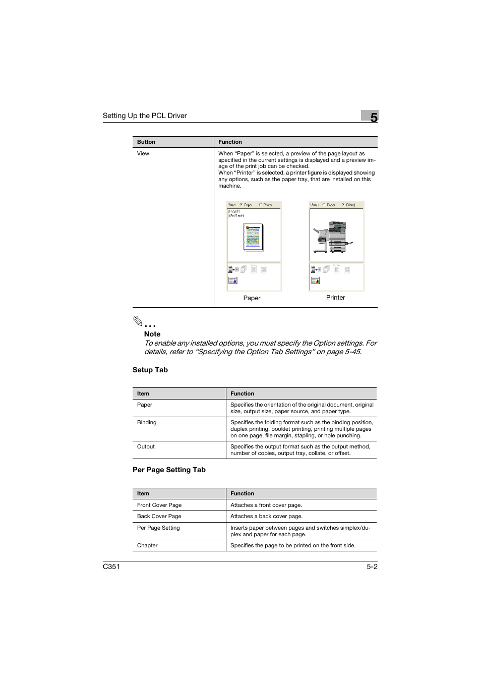 Setup tab | Konica Minolta BIZHUB C351 User Manual | Page 115 / 380