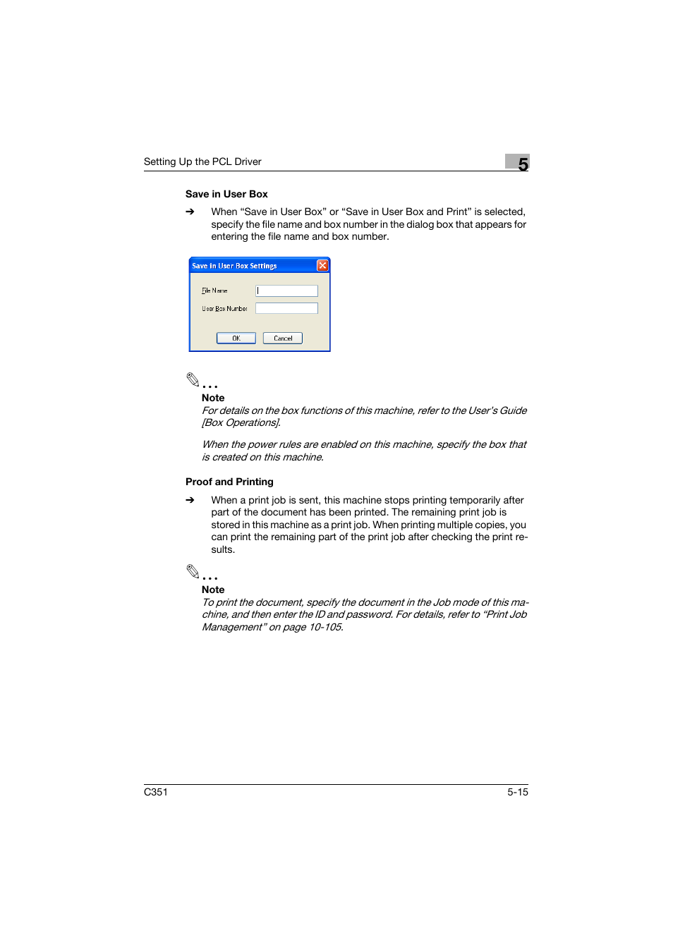 Save in user box, Proof and printing, Save in user box -15 proof and printing -15 | Konica Minolta BIZHUB C351 User Manual | Page 128 / 380