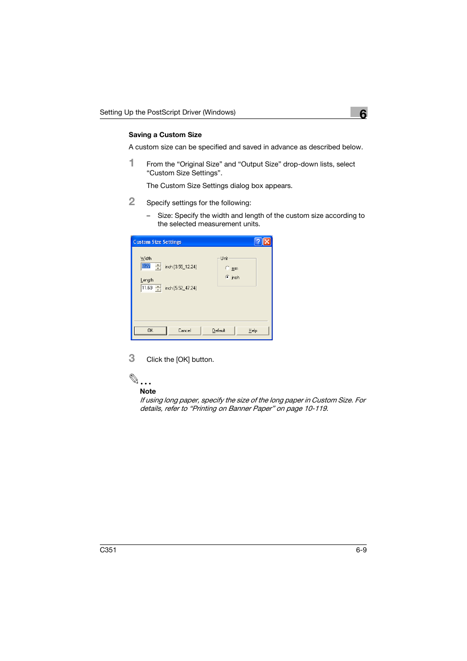 Saving a custom size, Saving a custom size -9 | Konica Minolta BIZHUB C351 User Manual | Page 170 / 380