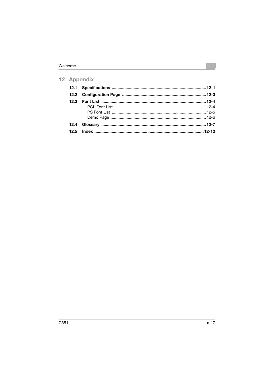 12 appendix | Konica Minolta BIZHUB C351 User Manual | Page 18 / 380