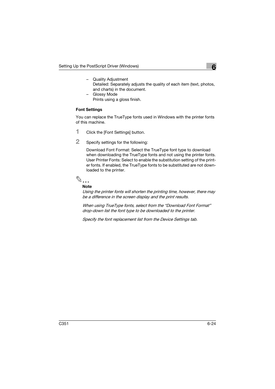 Font settings, Font settings -24 | Konica Minolta BIZHUB C351 User Manual | Page 185 / 380