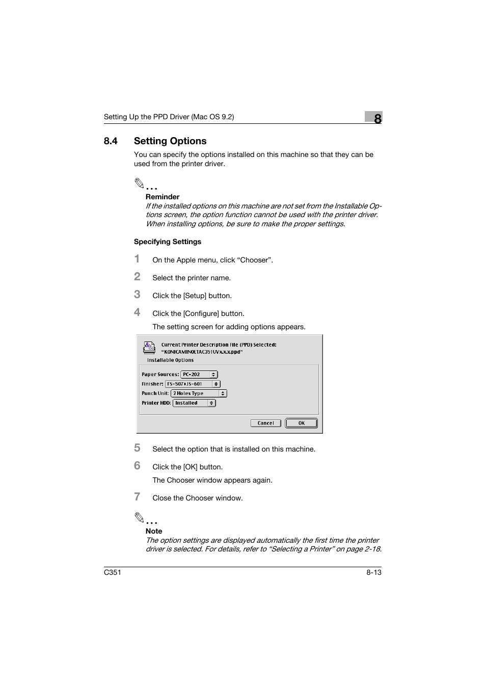 4 setting options, Specifying settings, Setting options -13 | Specifying settings -13 | Konica Minolta BIZHUB C351 User Manual | Page 212 / 380