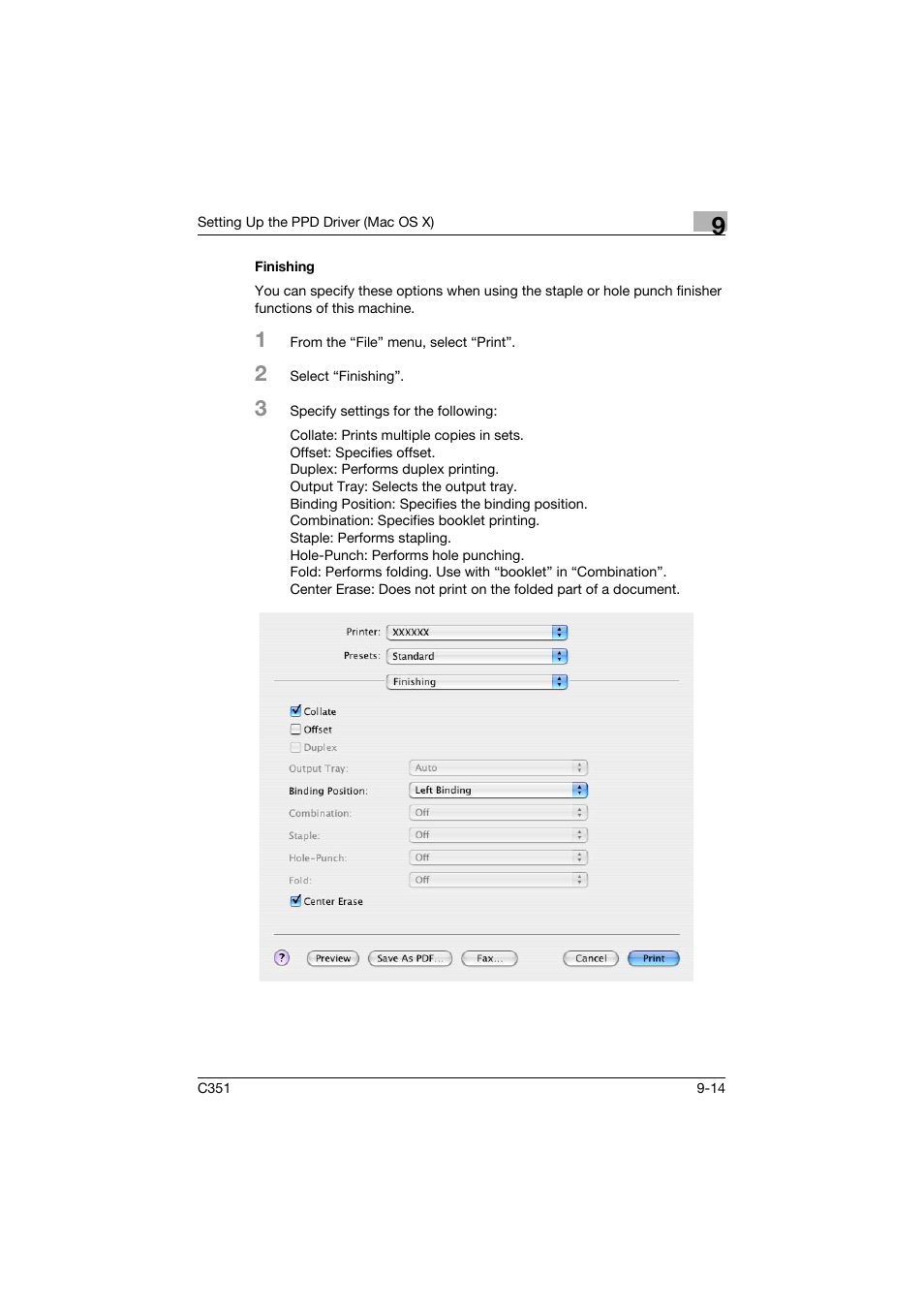 Finishing, Finishing -14 | Konica Minolta BIZHUB C351 User Manual | Page 227 / 380