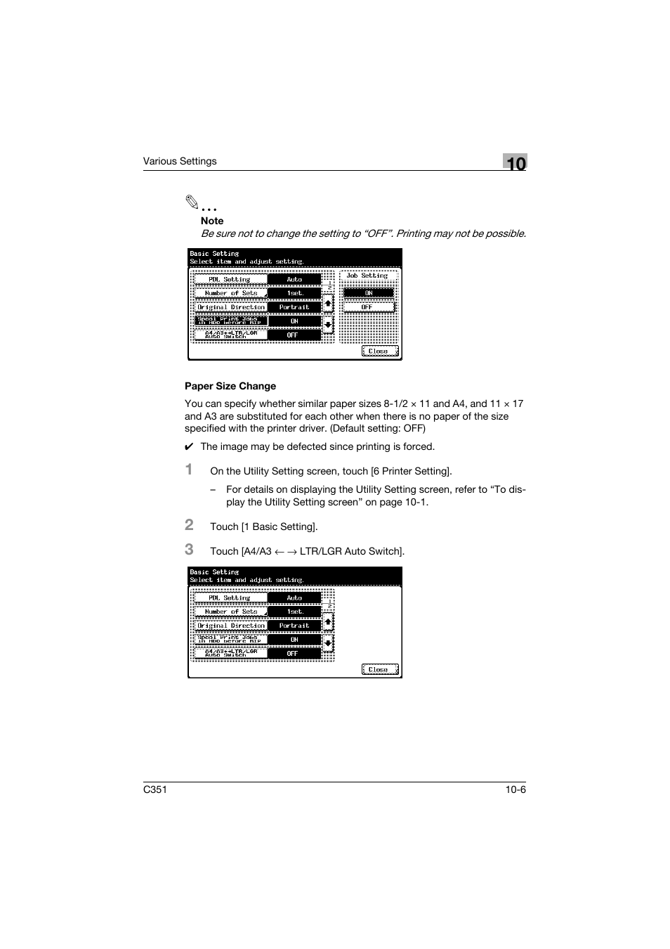 Paper size change, Paper size change -6 | Konica Minolta BIZHUB C351 User Manual | Page 239 / 380